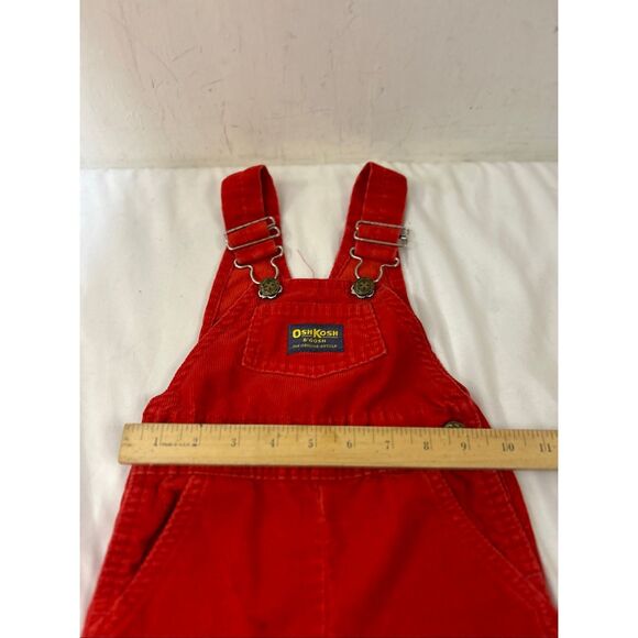 Oshkosh red corduroy overalls 6m? snaps - Picture 4 of 6
